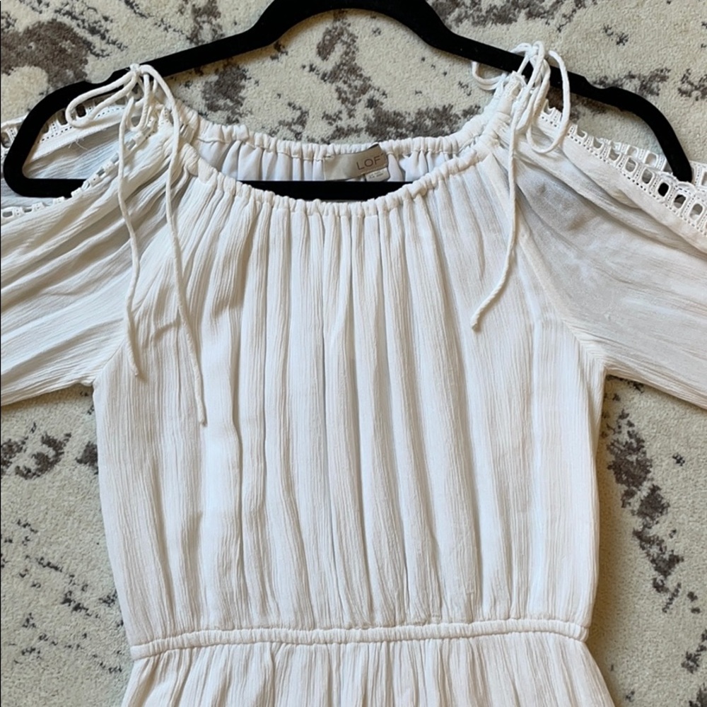 LOFT Midi length white dress with open sleeves - Picture 2 of 6